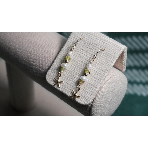 Starfish Pearl Earrings, 14k Gold Fill - Picture 3 of 5